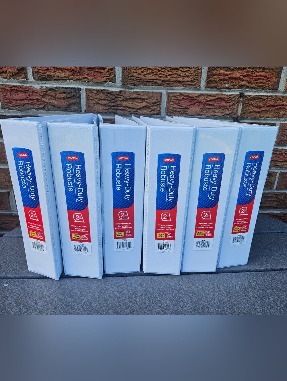 6 Staples Heavy-Duty 2” D-Ring Binders White – Back to School / Office